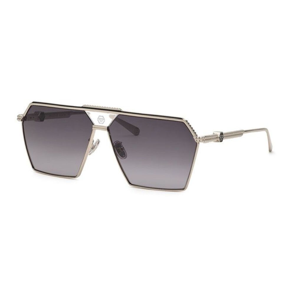 Philipp Plein Sunglasses Geometric Full Rim, Palladium Frame and Grey Gradient